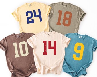 Custom Football Number Comfort Colors® Tshirt, Custom Team Number Shirt , College Football Shirt