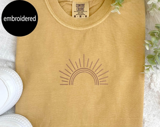 Embroidered Sun T-Shirt: Comfort Colors Boho Tee