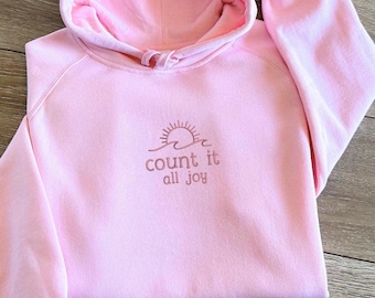 Embroidered 'Count It All Joy' Sweatshirt: Christian Faith Crewneck