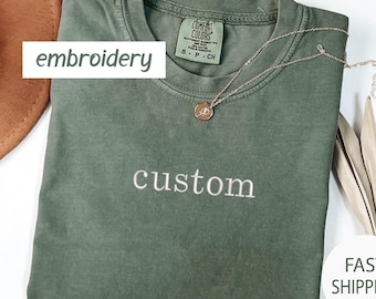 Camisa bordada con colores cómodos y texto personalizado, camisa personalizada con bordado para mujer, regalo con nombre personalizado, camiseta con mensaje bordado personalizable