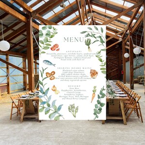 Menu de mariage | Esthétique Garden Party | Menu Canva modifiable pour anniversaires, mariages et dîners entre adultes