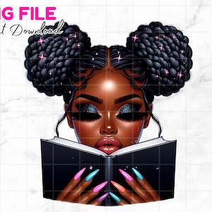 Lendo Garota Negra PNG Lendo Um Livro Png Mulher Negra Leitora Livro Minhoca Clipart Dois Pãezinhos Leitor Sublimação Download Digital