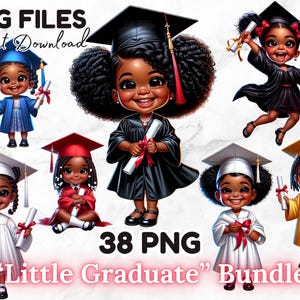 38 Clipart di laureati di ragazze nere, clipart di laurea di bambini neri, clipart di toga e berretto di bambina, clipart di laureati di scuola materna, download