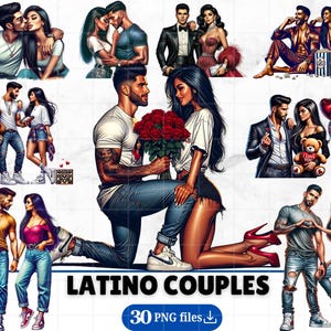 30 Lateinische Paare Clip Art Bündel Lateinische Liebe Paar Ziele Romantische Liebhaber Paare In der Liebe PNG Paar Clipart Hispanic Ehe Sublimation