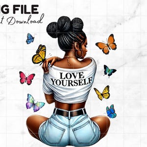 Black Girl Self Love Png Love Yourself Clipart dagelijkse affirmaties melanine Queen Black Girl magische sublimatie digitale download