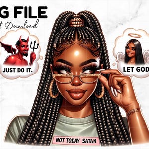 Nicht heute Satan PNG Gott Got Me Gebet Clipart Gesegnetes betendes Mädchen mit Bibel Png Melanin Afro Königin Schwarz Christian Bibel Urban