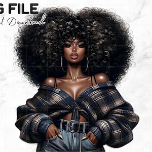 Mooie zwarte meid png zwarte vrouw met afro clipart groot haar afro melanine koningin zwarte meid magische sublimatie digitale download