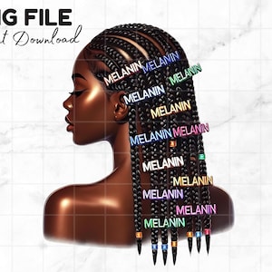Melanin Png schöne schwarze Frauen Zöpfe Friseur Clipart Haar Afro Melanin Königin schwarze Mädchen Magie Sublimation Digitaler Download