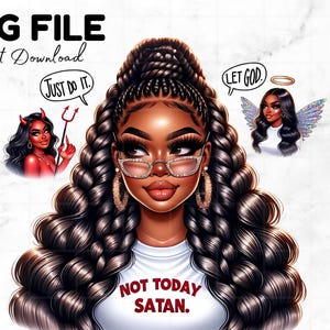 Nicht heute Satan PNG Gott Got Me Gebet Clipart Gesegnetes betendes Mädchen mit Bibel Png Melanin Afro Königin Schwarz Christian Bibel Urban