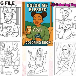 45 Black Girl Gebet Malbuch Color Me Blessed für Frauen und Jugendliche Bold Devotional Glaube Malseiten Bundle Digitaler Download