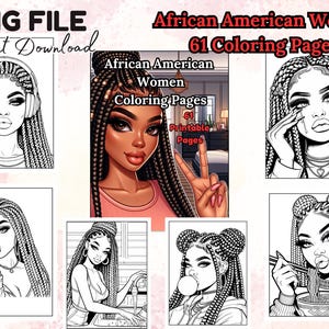 61 zwarte vrouwen kleurplaten Urban Black Girl eenvoudige kleurplaten volwassen tiener kleurboek afdrukbare bestanden direct digitale download