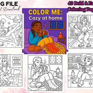 40 páginas para colorear de chicas negras: Colorea tu hogar, un libro para colorear atrevido y fácil. Belleza, relajación, moda, tranquilidad, adolescentes y adultos. Descarga digital.