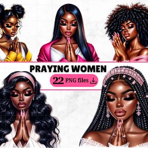 22 schwarze Frauen Gebet Clipart Bundle Planer Mädchen Glaube Png gesegnete Mädchen Christian ClipArt Schwarz beten Glaube Mädchen Gott Liebe Sublimation