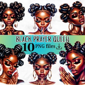 10 schwarze betende Mädchen Clipart Bundle Planer Mädchen Glaube Png gesegnete christliche ClipArt schwarz betende Glaube Mädchen Gott Liebe Sublimation