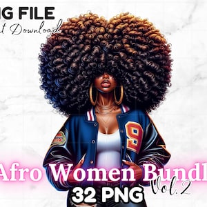 32 Große Afro Schwarze Frauen Png Bündel Vol 2 Schwarzes Mädchen Mit Afro Clipart Großes Haar Melanin Königin Schwarze Mädchen Magie Sublimation Digitaler Download