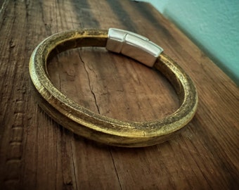 Metallic Gold Leather Bracelet