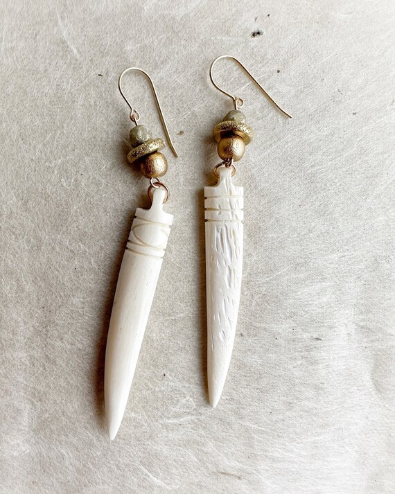 White Bone Earrings Etsy