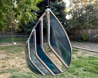 Stained Glass Raindrop Suncatcher: Handcrafted Window Hanging