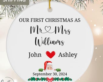 First Christmas Married Mr Ms Ornamanet First Christmas Married Ornament Couple Christmas Ornament First Christmas Married Gift