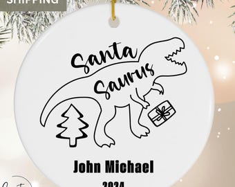 Personalized Baby Boy Ornament Dinosaur Ornament  Boys Christmas Ornament 2024 Boys Ornament