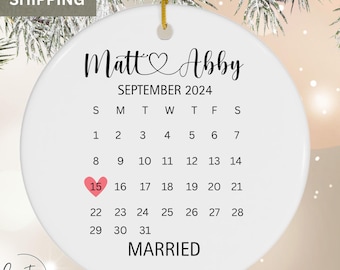 Wedding Date Gift Calendar Ornament Wedding Date Ornament Personalized Wedding Date Gift Married Custom Wedding Date Ornament Couples Gift