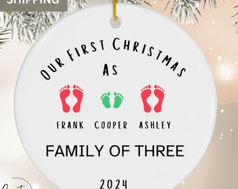 Family Of Three Christmas Ornament Personalized Family Christmas Ornament Baby's First Christmas Ornament Personalized Family Christmas