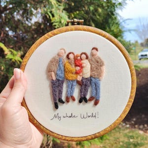 Custom Family Felt Portrait: Personalized Embroidery Hoop Art