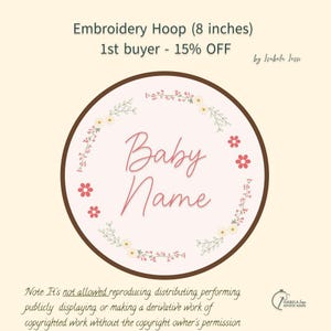 Custom Baby Name Embroidery Hoop, Floral Nursery Wall Art, Baby Announcement Sign