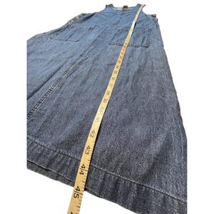 Vintage 90s Denim Dress Large Midi Tencel Cotton Blend Pinafore USA Cottagecore image 7