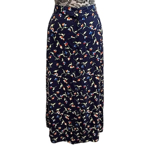 Vintage 90s Sag Harbor Skirt Midi Blue Floral Button Retro Cottagecore Artsy 1X