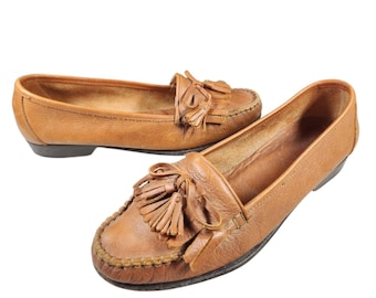 Vintage Cole Haan Brown Leather Tassel Loafers Preppy Academia Old Money 6.5
