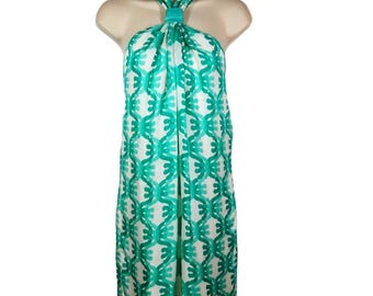 Vintage 90s Milly of New York Silk Halter Dress: Geometric Print Mini