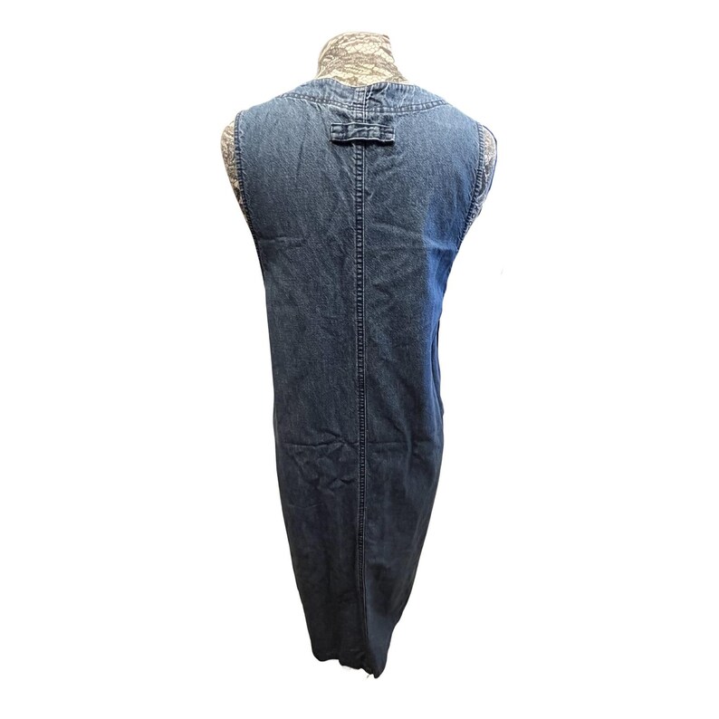 Vintage 90s Denim Dress Large Midi Tencel Cotton Blend Pinafore USA Cottagecore image 11