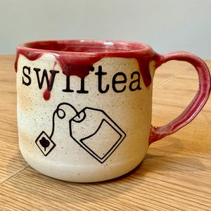 Handmade Ceramic TS Swiftea Mug — Red Drippy Glaze