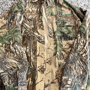 Vintage Polaris Chamois RealTree Camo Button Up Flanellhemd Jagd Herren