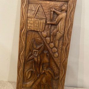 Vintage Folk Art Hand Wood Carving Art