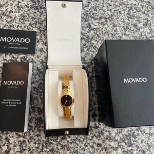 MOVADO Faceto 25MM Quartz Black Museum Dial Gold Women's Watch