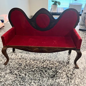 Vintage Victorian Dollhouse Miniature Living Room velvet sofa