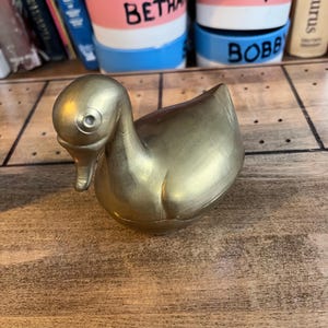 Vintage MCM brass duck trinket box