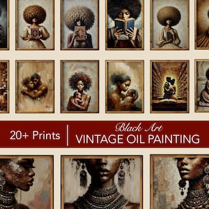 NUOVO Vintage Black Art Woman: set di dipinti a olio testurizzati, oltre 20 stampe (download digitale)