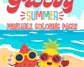 楽しい夏の塗り絵：子供も大人も楽しめる（PDFダウンロード可能）