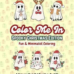 Spooky Christmas Coloring Pages: Minimalist Halloween Xmas (Digital Download)