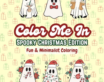 Spooky Christmas Coloring Pages: Minimalist Halloween Xmas (Digital Download)