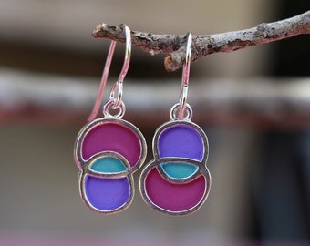 Pendientes círculo colores cálidos violetas