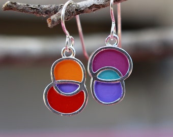 Warm colors circle earrings