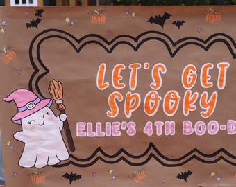 Hand Painted "Happy Boo Day" Banner: Halloween Birthday Party Decor