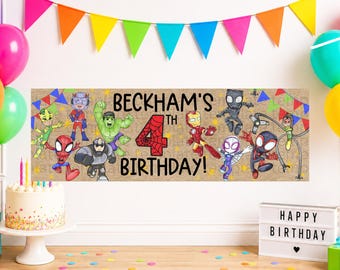 6x2 Spidey Birthday Banner Template