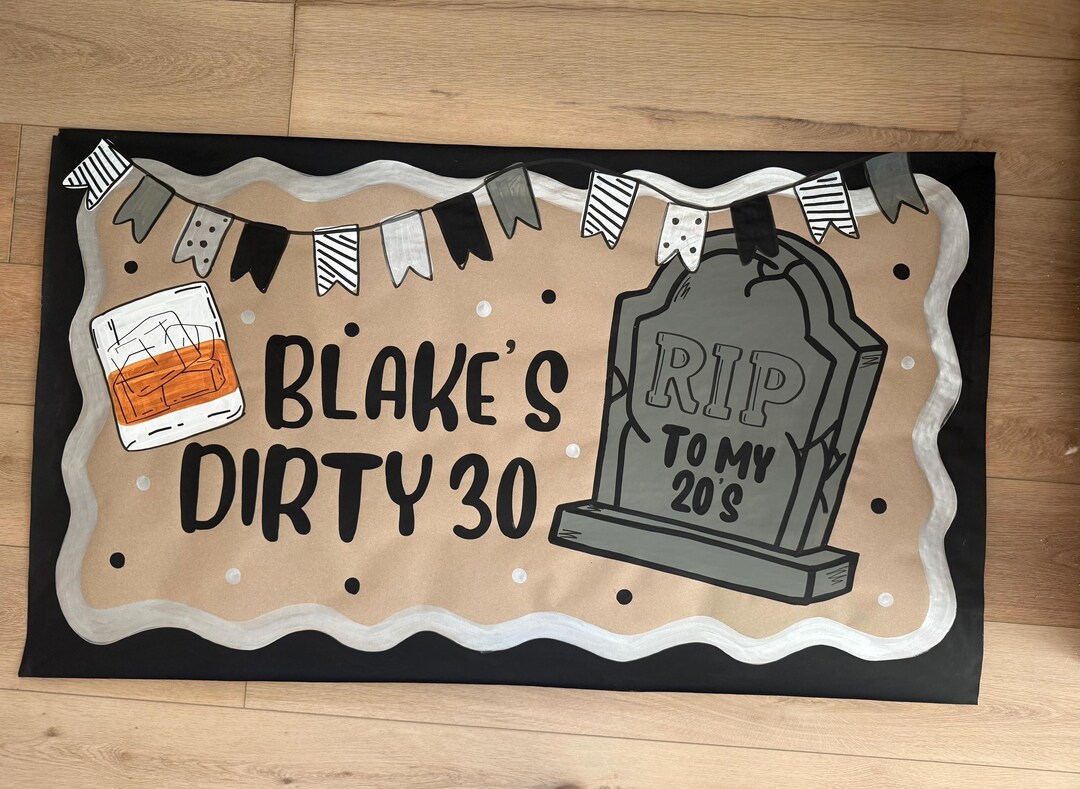 RIP 30th Birthday Banner | Hand Painted Over the Hill Party Decor - Etsy