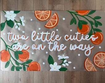 Little Cutie On The Way Birthday Banner | Hand Painted Baby Shower