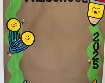 Hand Painted Back to School Banner: Custom Photo Backdrop